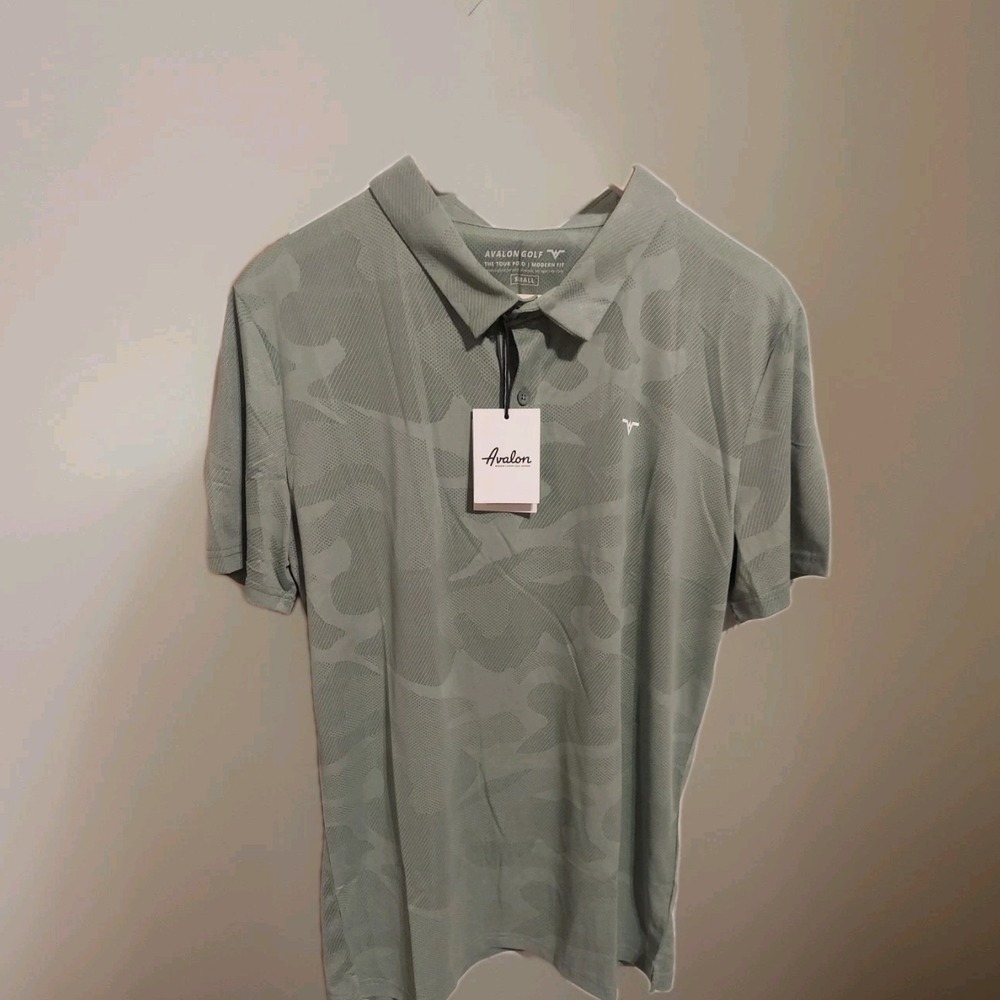 Avalon Tour Jacquard Golf Polo Green With Camoflauge NWT Size S‎ Luxury